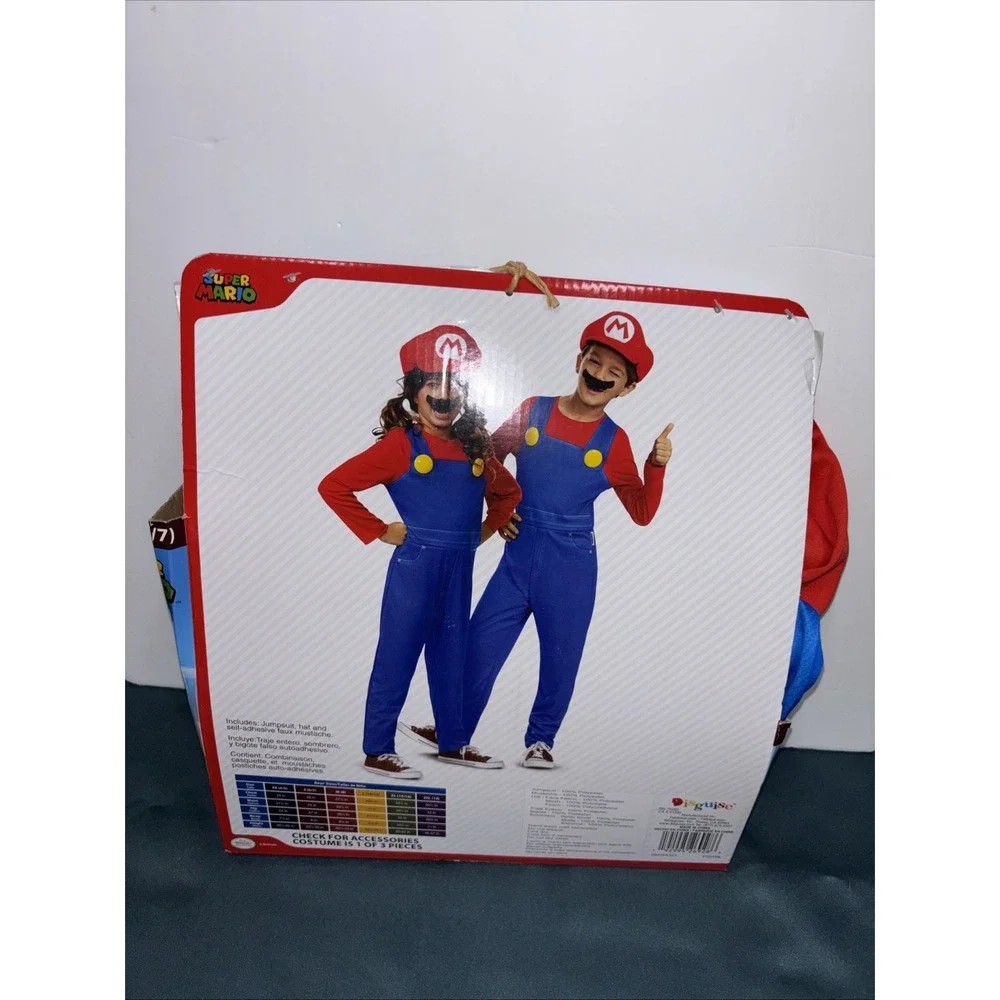 Kids Disguise Super Mario Halloween Cosplay Costume Size S 6/7 New
